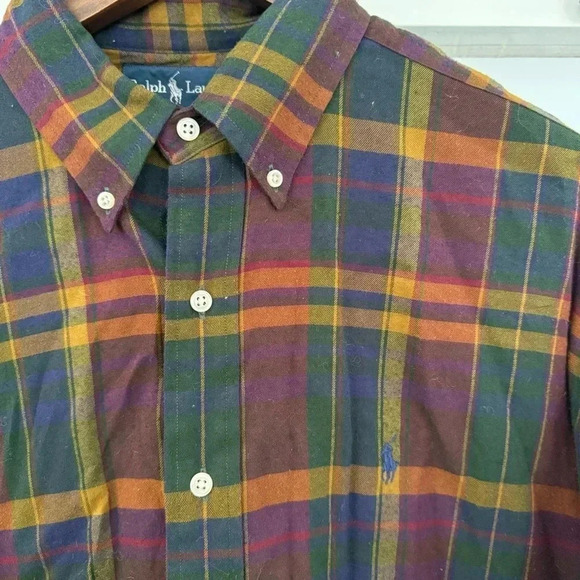 Ralph Lauren Blake 100% Cotton Tartan Plaid Button-Down Shirt Men's Size L - Picture 6 of 7